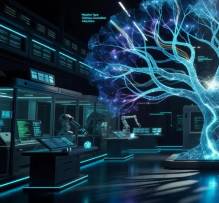 Mutáns evolúciós fa neon vonalakkal