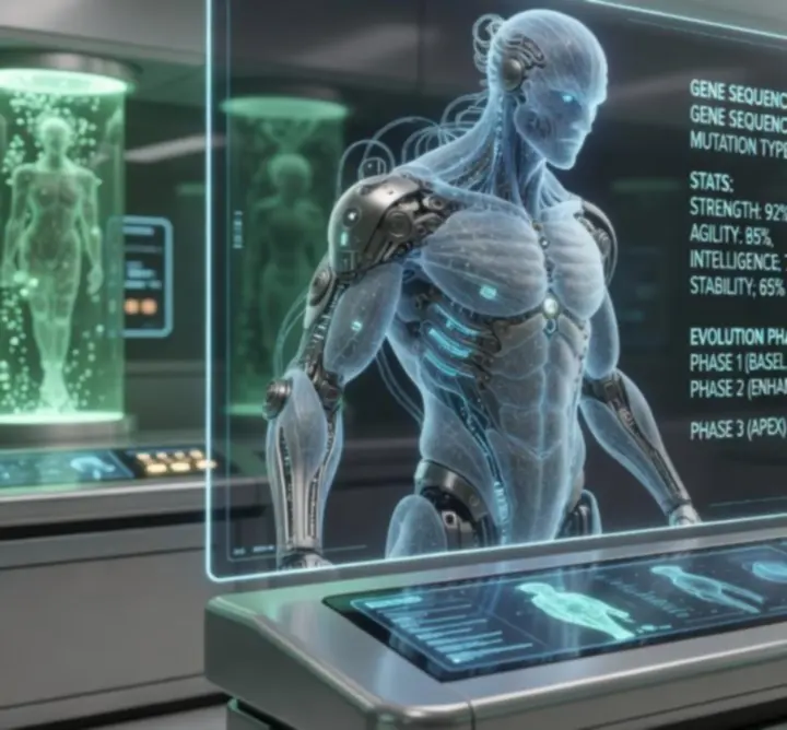 Mutáns profil futurisztikus labor háttérrel